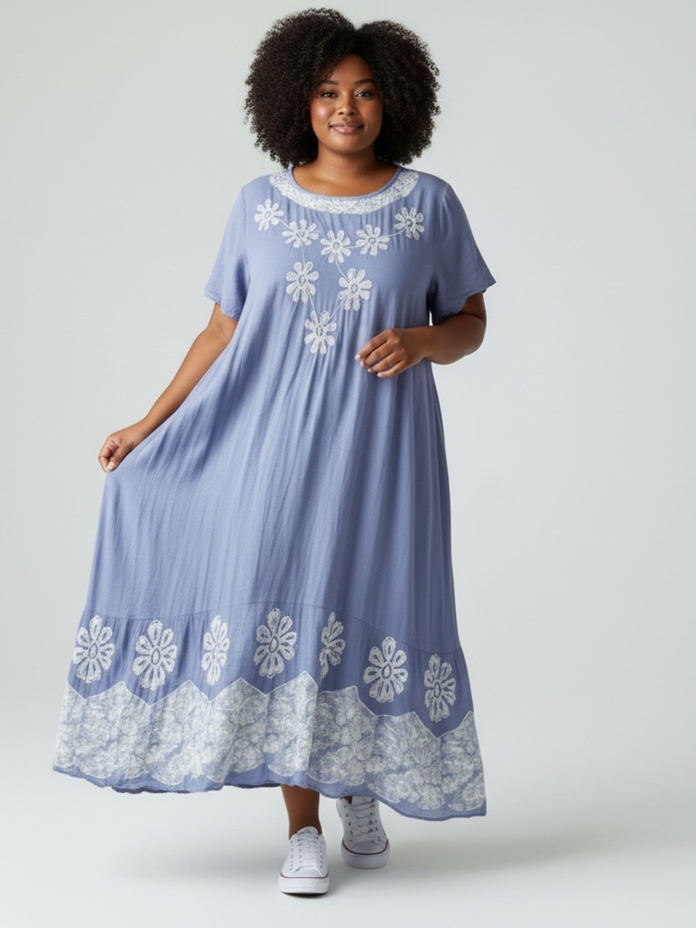 Plus Size Lavender Embroidered Maxi Dress